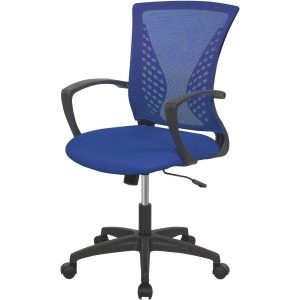 BestOffice Chaise de Bureau Ergonomique à Domicile Mi-Dos, Chaise de Bureau Tâche Pivotante avec Support Lombaire Réglable, Chaise en Maille Confortable avec Accoudoirs (Bleu)