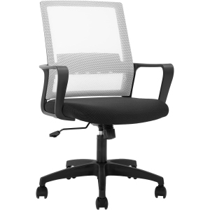 BestOffice Home Office Chair Ergonomic Desk Chair Swivel Rolling Computer Chair Executive Lumbar Support Task Mesh Chair Adjustable Stool for Women Men (White)