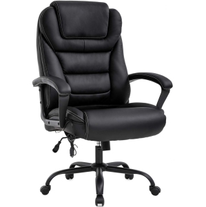 BestOffice Big and Tall Office Chair 500lbs Wide Seat Ergonomic Desk Chair with Lumbar Support Arms High Back PU Leather Executive Task Computer Chair for Heavy People Women,Black