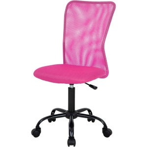 BestOffice Home Office Chair Mid Back Mesh Desk Chair Armless Computer Chair Ergonomic Task Rolling Swivel Chair Back Support Adjustable Modern Chair with Lumbar Support,Pink