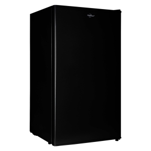 Koolatron Compact Fridge w/ Freezer, 3.2 cu ft (91L) Black, Space-Saving Flat Back, Reversible Door, Full-Width Freezer, for Dorm, Office, Home Bar