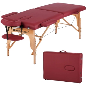 Massage Table Massage Bed Spa Bed 84 Inches PU Portable Massage Bed 3 Fold Heigh Adjustable Massage Table Bed w/Free Carry Case Facial Cradle Salon Tattoo Bed