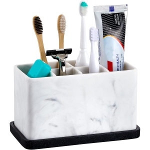 Toothbrush Holder, Bathroom Storage Organizer Caddy for Electric Toothbrush, Toothpaste and Makeup Brush, Bathroom Organizers countertop, Porte brosse a dent