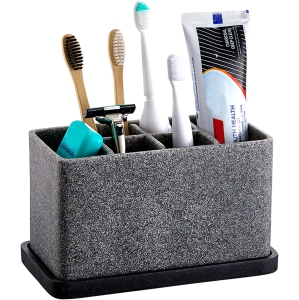 Toothbrush Holder, Bathroom Storage Organizer Caddy for Electric Toothbrush, Toothpaste and Makeup Brush, Bathroom Organizers countertop, Support brosse a dent