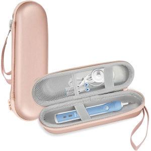Electric Toothbrush Hard Travel Case for Oral-b Pro 1000 1500 7000 8000/ Philips Sonicare 5100 6100, Battery Toothbrush Carrying Case Holder Container, Mesh Pocket for Accessories