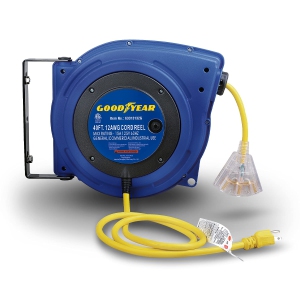Goodyear Heavy-Duty Extension Cord Reel - 12.2m, 12AWG/3C SJTOW, Triple Tap with LED-Lighted Connector