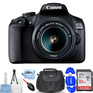 Canon EOS 2000D / Rebel T7 with EF-S 18-55mm III Lens - 6pc Accessory Bundle