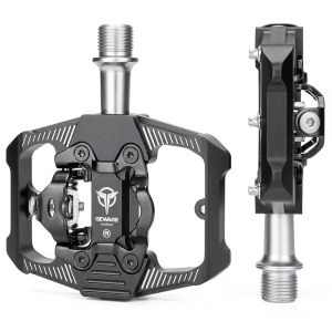 Mountain Bike Pedals - Dual Function Flat and Clipless Pedal - 3 Sealed Bearing Platform Pedals Clipless Compatible, Bicycle Pedals for BMX Spin Exercise Peloton Trekking Bike