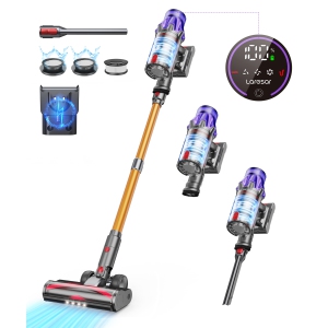 Laresar V7 Cordless Stick Vacuum for Hard Floors & Carpet with 50KPa 400W Suction, Touch Screen, 60 Min Runtime