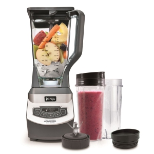 Ninja BL660C Professional Countertop Blender With 1100-Watt Base, 72 Oz Total Crushing Pitcher and (2) 16 Oz Cups For Frozen Drinks and Smoothies, Silver/Gray, 1100W