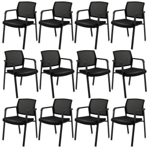 Gymax 12-Pack Office Conference Chair Set Mesh Guest Reception Stack Chairs