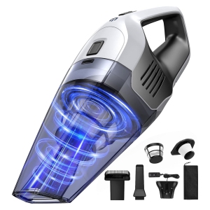 NIERBO Cordless Bagless Handheld Vacuum for Home & Car, Carpet & Stairs with 8000Pa Suction, 30 min Runtime, Crevice & Brush Tools