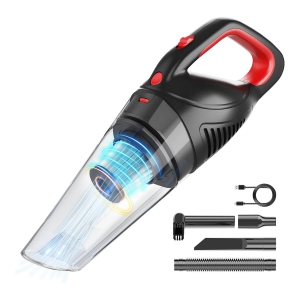 NIERBO Cordless Bagless Wet/Dry Handheld Vacuum for Car & Pet Hair with 8kPa Suction, 20 min Runtime, USB-C Charging - Black/Red