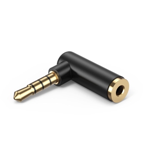 Angle 3.5mm Audio Adapter,1/8 TRRS Stereo Headphone Connector Male to Female Compatible with Headset, Tablets, MP3 Players,Game Controller,Speakers,Black