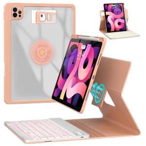 iPad 10.9/11 Keyboard Case Air 5th 4th Generation,Pro 11 1st/2nd/3rd/4th,360° Rotatable Magnetic Case with Pencil Holder (2022/2021/2020/2018),7 Color Backlit Wireless Keyboard