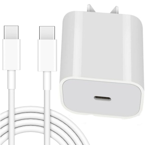 20W Type C Fast PD Wall Charger for iPhone 15/15 Pro/15 Plus/15 Pro Max, iPad Pro/Air/Mini, Air Pods Pro - Includes 3FT USB-C to C Cable