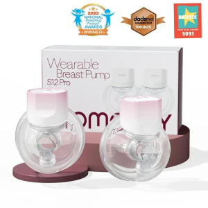 Momcozy S12 Pinky Pro Hands Free Breast Pump, Electric Wearable Breast Pump, 3 Modes & 9 Levels Electric Pump Portable, Smart Display, 24mm