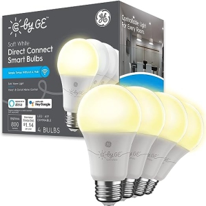 (Open Box) - CYNC Smart Light Bulb with Bluetooth and WiFi, Alexa and Google Home Compatible, Soft White, Dimmable, A19 Bulb Shape (Pack of 4)