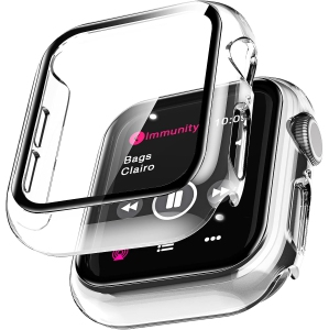 2 Pack Hard PC Case with Tempered Glass Screen Protector for Apple Watch Series SE/6/5/4 44mm, [Touch Sensitive] [HD Ultra-Thin] Full Protective Cover for iWatch 44mm, Clear