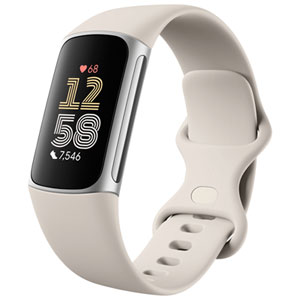 Google Fitbit Charge 6 Fitness Tracker with Heart Rate Monitor & Sleep Tracking – Built-in GPS – Silver/Porcelain