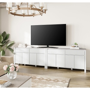 WAMPAT 2-in-1 Large TV Stand for 110 inches TV, Modern Entertainment Center TV Media Console Table White