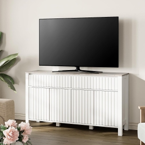 WAMPAT White TV Stand for 65 inches TV, Entertainment Center with Adjustable Shelves and Sliding Drawers, 31"