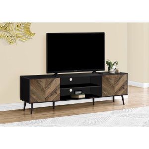Monarch Specialties I 2781 - Tv Stand, 72 Inch, Console, Media Entertainment Center, Storage Cabinet, Living Room, Bedroom, Brown And Black Laminate, Black Wood Legs