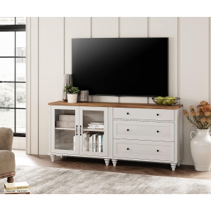 WAMPAT TV Stand for 65 60 55 Inches TVs Mid Century Modern TV Console Table for Bedroom and Living Room, White