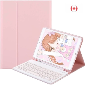 Slim Pink Keyboard Case for iPad Air 4 10.9" 2020 with Pencil Holder - Detachable Wireless Keyboard - Smart Cover for New iPad Air 10.9" 4th Generation 2020
