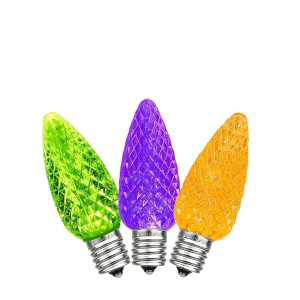 Novelty Lights 25PK C7 LED Faceted Ultra Bright Dimmable Outdoor Christmas Light Replacement Bulbs LED Replacement Bulbs, Led Bulbs, Outdoor Light Bulbs String Light Bulbs