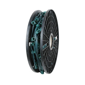 Novelty Lights 250 Foot C7 Christmas Stringer Bulk Reel, Green Wire, 12" Spacing, Candelabra Base (C7/E12), SPT-1 8 AMP Wire