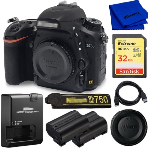 Nikon D750 DSLR Camera (Body Only, Black) 1543 + EXT BATT +