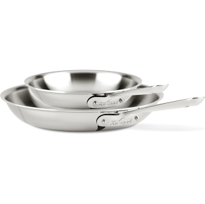 All-Clad D3 Stainless Steel Frying Pan 8 and 10 Inch Cookware Set, 2, Silver