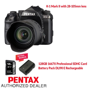 Pentax K-1 Mark II with 28-105mm lens. Bonus Items: Battery + 128GB Card. Pentax Canada Authorized