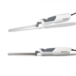 Starfrit - Electric Knife with Staggered Stainless Steel Blades, White