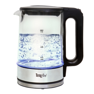 Total Chef Electric Glass Tea Kettle with LED Light, 1.8QT/1.7L, Cordless Pouring and Auto Shut-Off
