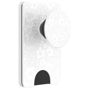 PopSockets MagSafe PopWallet+ (Plus) Universal Cell Phone Expanding Grip & Stand - White/Flower