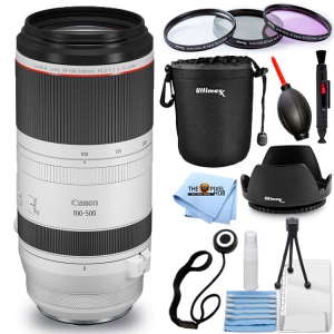 Canon RF 100-500mm f/4.5-7.1L IS USM Lens + Filter Kit + Lens Pouch Bundle
