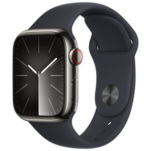TELUS Apple Watch Series 9 (GPS + Cellular) 41mm Graphite Stainless Steel Case w/Midnight Sport Band - M/L - Monthly Financing