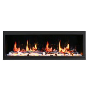 2025 New Litedeer Homes Latitude 55-inch Built-in Smart Electric Fireplace with Multi-Flame LED, Driftwood Logs & River Rocks, WiFi/App-Control, Flush/Recessed/Built-in