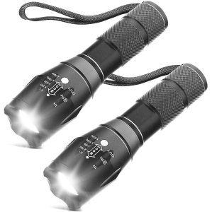 Kunova (TM) 2PCS Tactical Flashlight, Ultra Bright XML T6 LED Torch with 5 Light Modes & Adjustable Focus for Emergency Camping Hiking