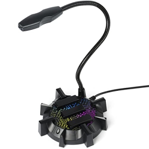 Microphone for PC - Laptop Gooseneck Condenser USB Microphone No Audio Latency, Mute Button, RGB Hub, Plug & Play - Compatible with PC, PS5, Discord, Twitch, Podcasting, and More