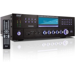 Pyle 4 Channel Wireless Bluetooth Amplifier - 3000 Watts Peak Stereo Home Audio Receiver with FM Radio, USB, 2 Microphone with Echo, HDMI & 24-Bit Decode, Front Loading CD