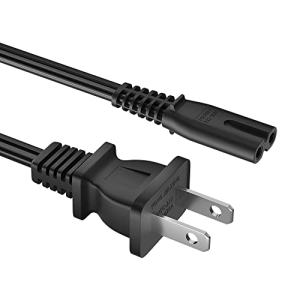 TV Power Cord for Samsung/ LG/ TCL/ Sony/ Hisense, The 2 Prong Cable Compatible with HP/ Canon Printer, PS4/ PS3/ Xbox One, Projector, Small Fridge, Sound Bar, Nail Lamp, UL Listed
