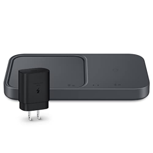 15W Wireless Charger Duo w/ USB C Cable, Charge 2 Devices at Once, Cordless Super Fast Charging Pad for Galaxy Phones and Devices, 2022, US Version, Black