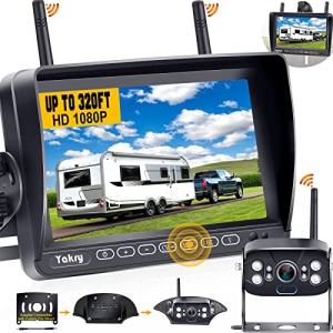 RV Backup Camera Wireless HD 1080P with 7 Inch Touch Key DVR Monitor for RVs,Campers,Trailers,Trucks Adapter for Furrion-Pre-Wired RVs High-Speed Rear View Observation IR Night Vis