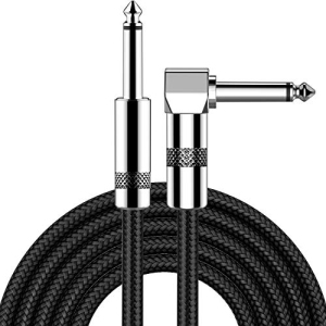 Guitar Cable 10ft Electric Instrument Cable Bass AMP Cord for Electric Guitar, Bass Guitar, Electric Mandolin, Pro Audio (Right Angle to Straight, Black)