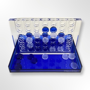 Lucite Acrylic Four in A Row Game Premium Connect 4 Board and Chips (Clear Blue)