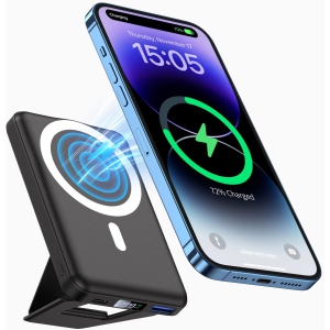 Wireless Portable Charger, 10000mAh Magnetic Power Bank 15W Fast Charging Mag Power PD 3.0 20W with Foldable