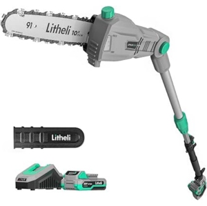 Litheli 20V 10-Inch Cordless Pole Saw Kit with 2.0Ah Battery & Charger, 6.9' to 8.5' Extendable Tree Trimmer with 4-Position Pivoting Head